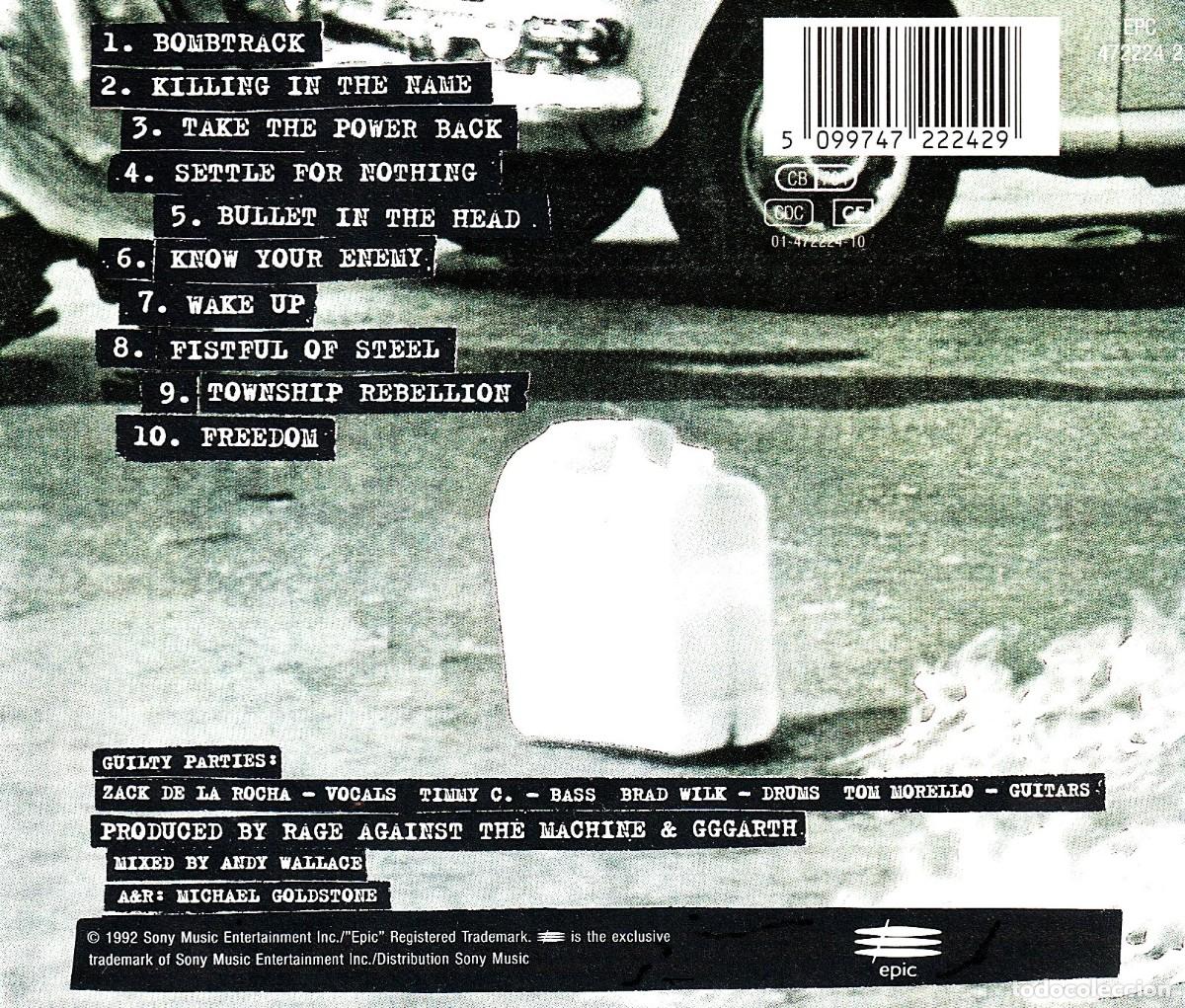 CDs de m&uacute;sica: RAGE AGAINST THE MACHINE. RAGE AGAINST THE MACHINE. CD. - Foto 2