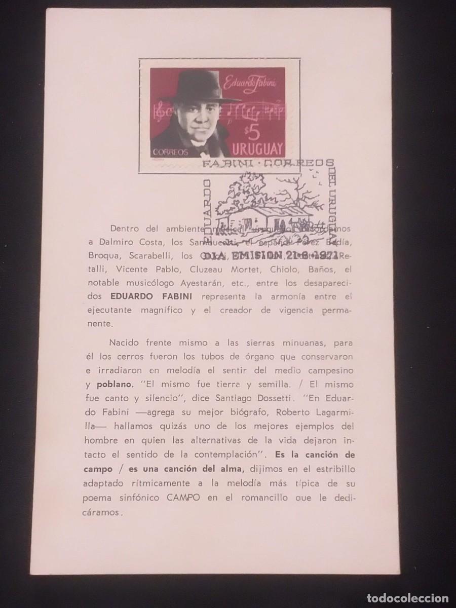 CDs de m&uacute;sica: TS) 1971 URUGUAY, POSTCARD,WITH THE COMPOSER EDUARDO FABINI,XF.