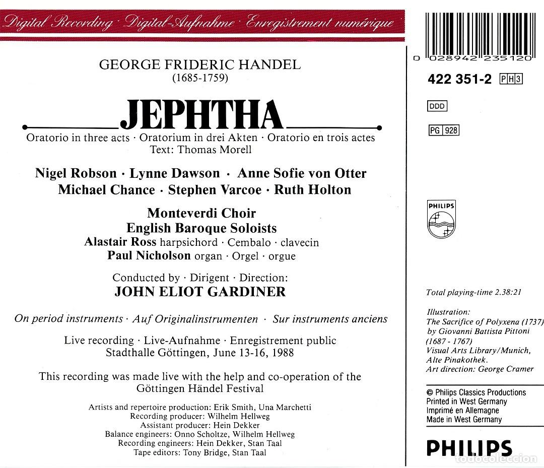 CDs de m&uacute;sica: HAENDEL..HANDEL. Jephta. Gardiner CD - Foto 2