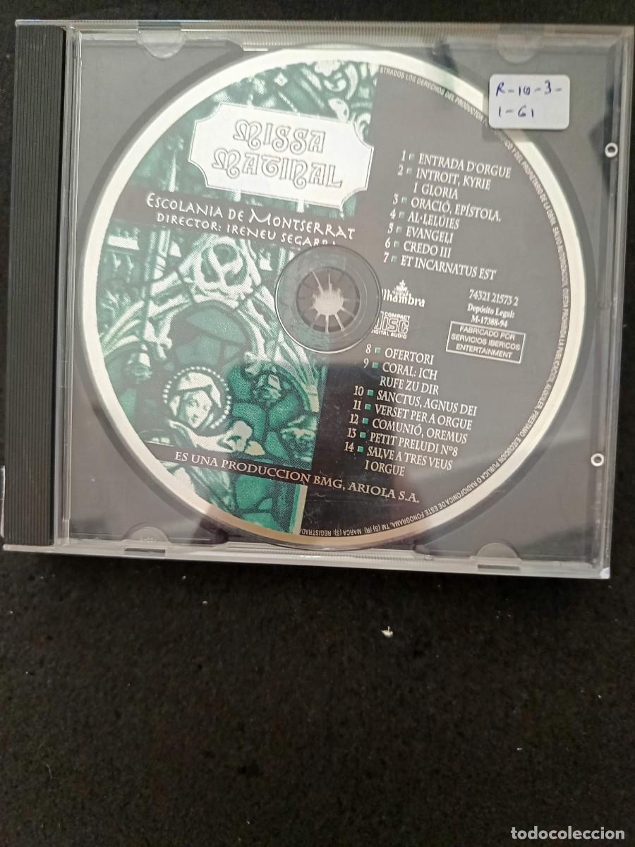 CDs de m&uacute;sica: MISSA MATINAL. DIR: IRINEU SEGARRA. ESCOLAN&Iacute;A DE MONTSERRAT. (VER FOTOS, SIN CAR&Aacute;TULAS, SLIM