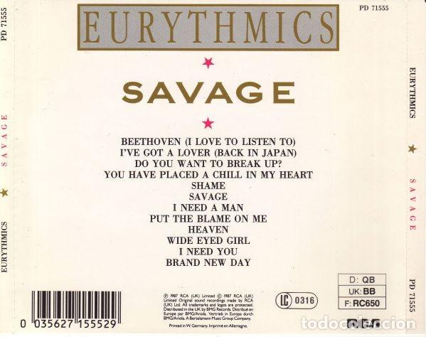CDs de m&uacute;sica: Eurythmics - Savage -- - Foto 2