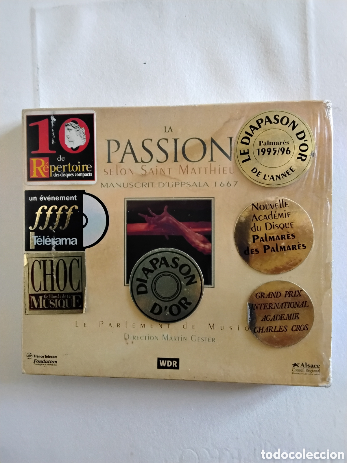 CDs de m&uacute;sica: LA PASSION SELON SAINT MATTHIEU. MANUSCRIT D'UPPSALA 1667. LE PARLEMENT DE MUSIQUE.MARTIN. GESTER.