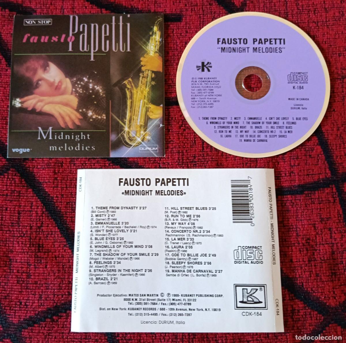 CDs de m&uacute;sica: FAUSTO PAPETTI ** Midnight Melodies ** CD 1988 CANADA
