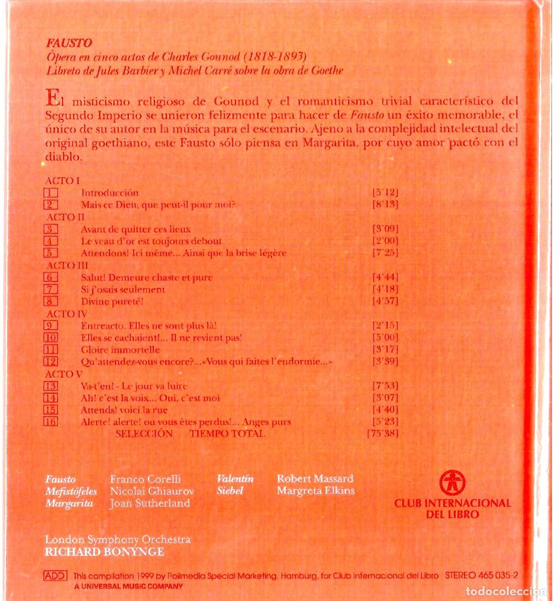 CDs de m&uacute;sica: CD Libro &Oacute;pera: Fausto - Gounod (Sutherland / Corelli) - Foto 2