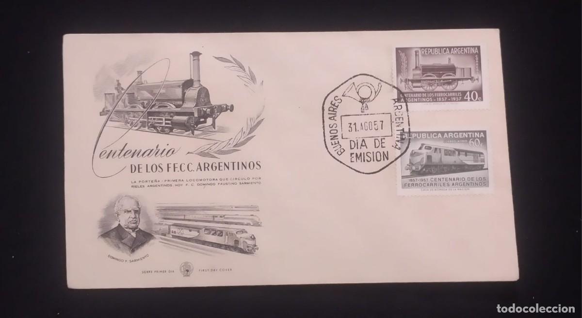 CDs de m&uacute;sica: TS) 1957 ARGENTINA, FDC,CENTENARY OF THE ARGENTINE RAILWAYS,VF.