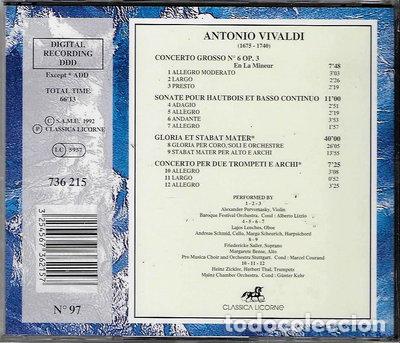 CDs de m&uacute;sica: Vivaldi Concerto grosso N&deg; 6 Op.3 et Gloria, stabat mater- 3254567362157