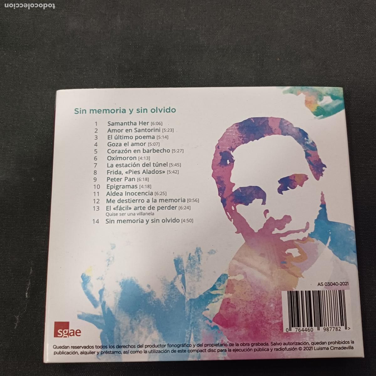 CDs de m&uacute;sica: LUISMA/SIN MEMORIA Y SIN OLVIDO/CD DIGIPACK. - Foto 5