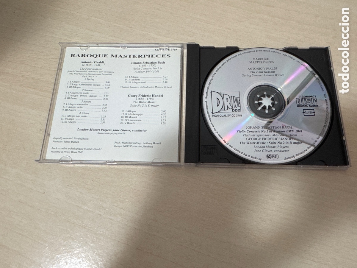 CDs de m&uacute;sica: CD BAROQUE MASTERPIECES VIVALDI BACH HANDEL 1990 - Foto 2