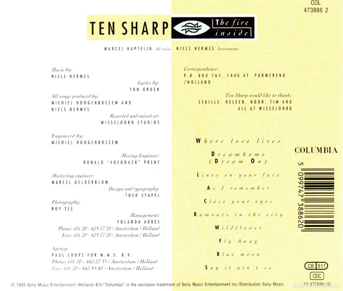 CDs de m&uacute;sica: �T940 - TEN SHARP. THE FIRE INSIDE. CD. - Foto 2