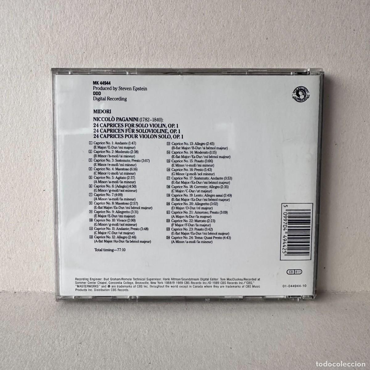 CDs de m&uacute;sica: Paganini - Midori - 24 Caprices (CD) - Foto 2