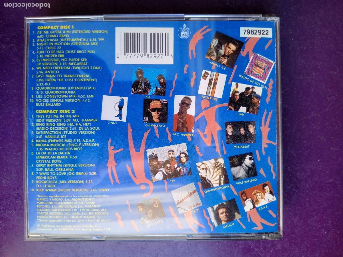 CDs de m&uacute;sica: Extasis Total - DOBLE CD HISPAVOX 1991 - ELECTRONICA DISCO HOUSE TECHNO - 20 EXITOS - Foto 2