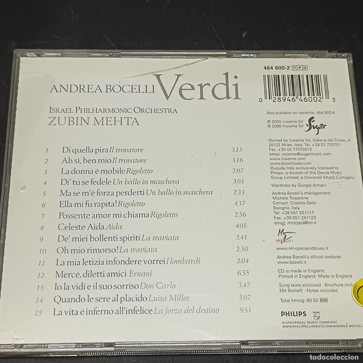 CDs de m&uacute;sica: ANDREA BOCELLI, VERDI. CD - Foto 2