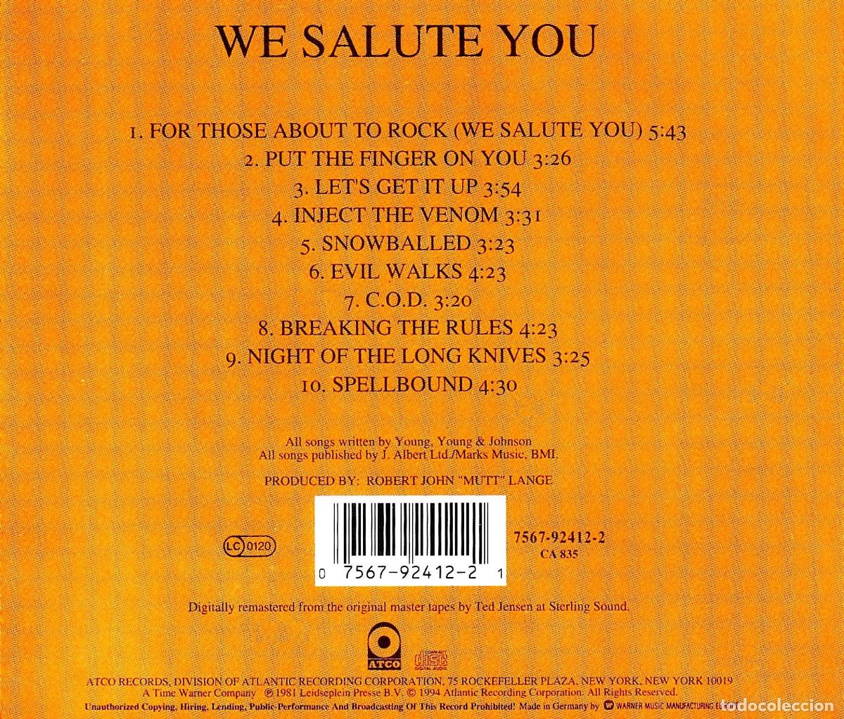 CDs de m&uacute;sica: G522 - AC DC. FOR THOSE ABOUT TO ROCK. CD. - Foto 2