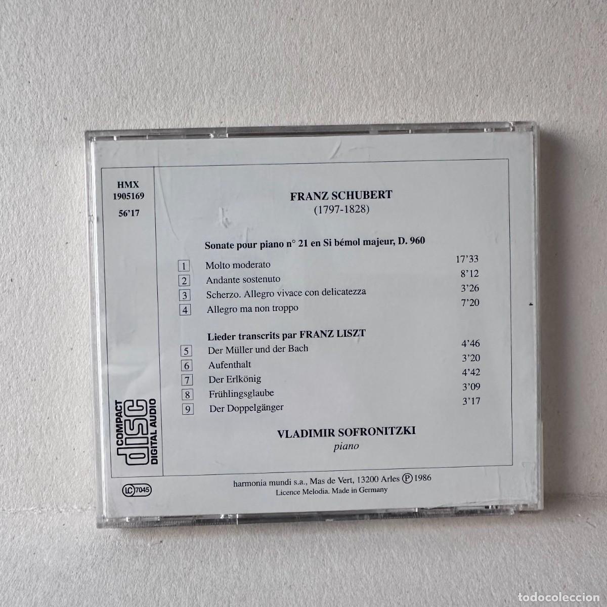 CDs de m&uacute;sica: Schubert, Liszt - Sofronitsky - Sonate N&deg; 21, Transcriptions De Lieder (CD) - Foto 2