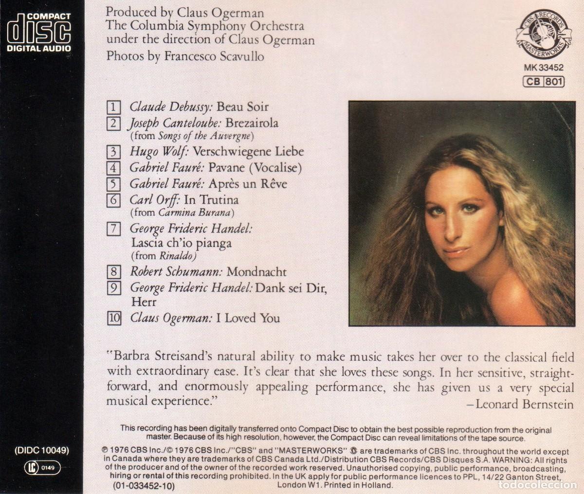 CDs de m&uacute;sica: BARBRA STREISAND. CLASSICAL BARBRA. CD. - Foto 2
