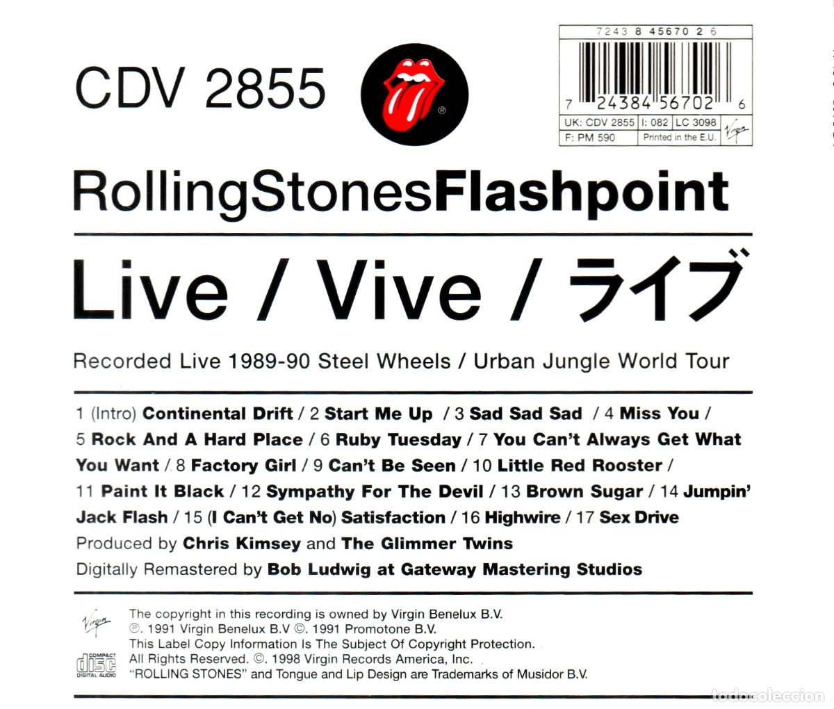 CDs de m&uacute;sica: G667 - THE ROLLING STONES. FLASHPOINT. LIVE. CD. - Foto 2