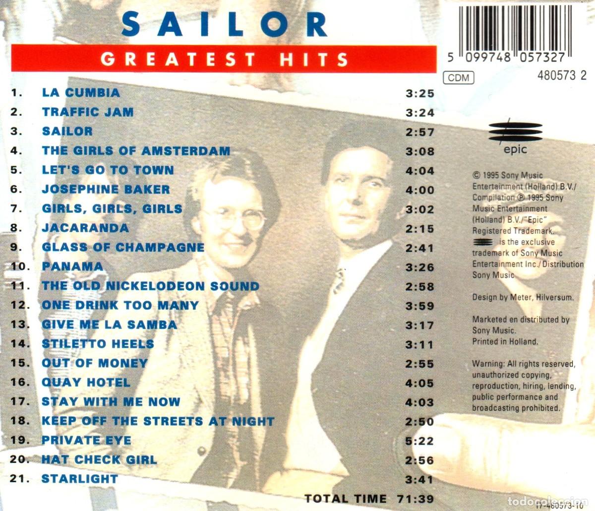 CDs de m&uacute;sica: SAILOR. GREATEST HITS. RECOPILATORIO. CD. - Foto 2