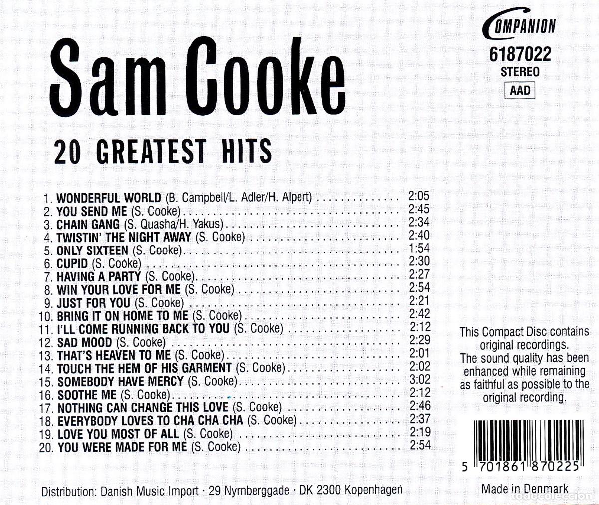 CDs de m&uacute;sica: SAM COOKE. 20 GREATEST HITS. RECOPILATORIO. CD. - Foto 2