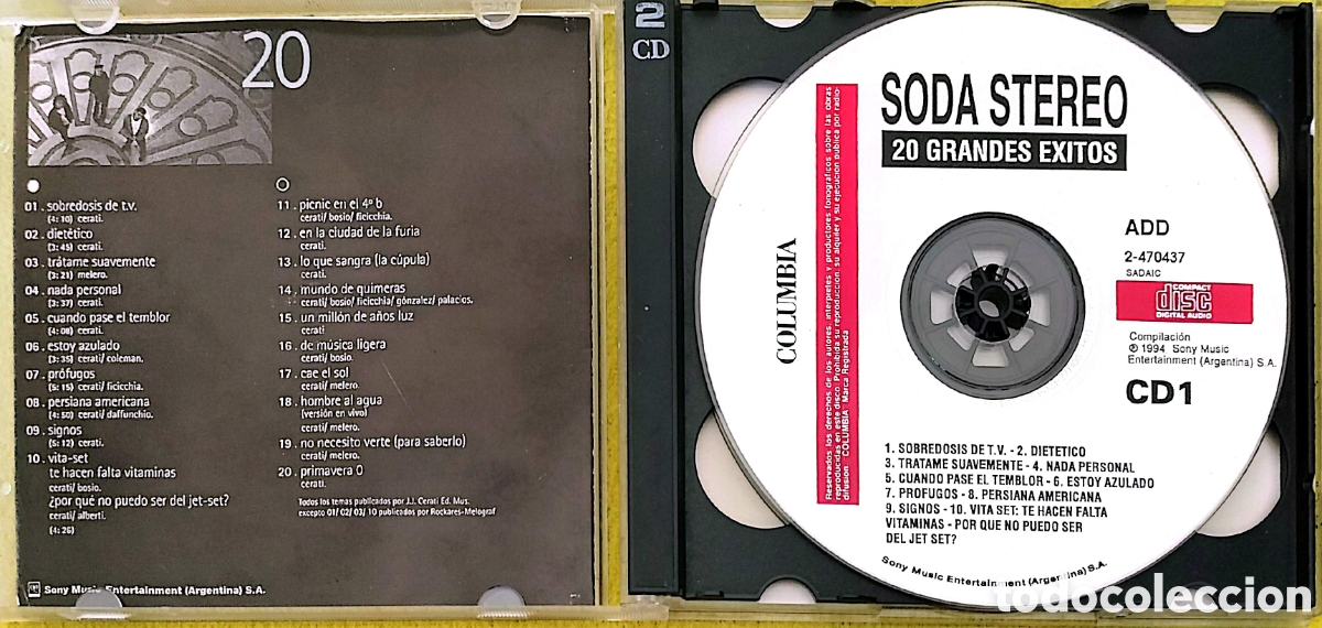 CDs de m&uacute;sica: CD Soda Stereo - 20 Grandes Exitos - Foto 2