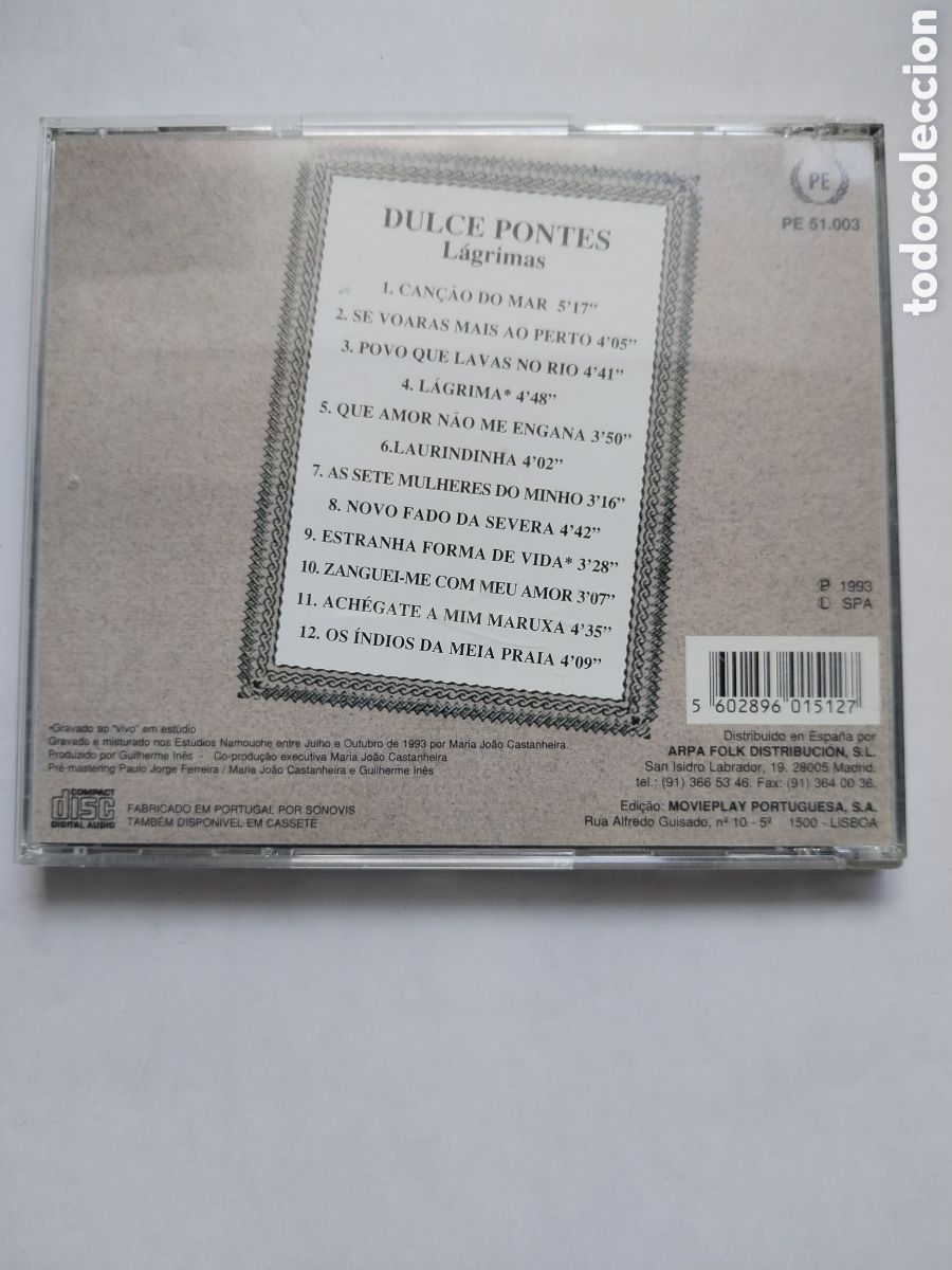 CDs de m&uacute;sica: CD DULCE PONTES/L&Aacute;GRIMAS - Foto 3