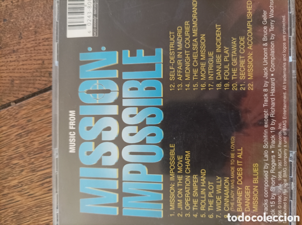 CDs de m&uacute;sica: Missi&oacute;n impossible. B s o. Music from. Cd - Foto 2