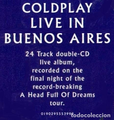 CDs de m&uacute;sica: [DOBLE CD] - COLDPLAY. LIVE IN BUENOS AIRES. DIGIPACK. - Foto 2