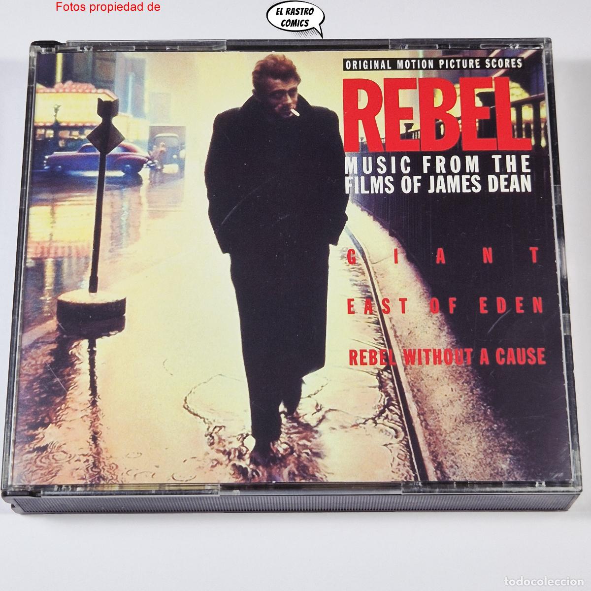 CDs de m&uacute;sica: Rebel, Music from the films of James Dean, Giant, East of Eden, Rebel without a cause, doble CD, BSO