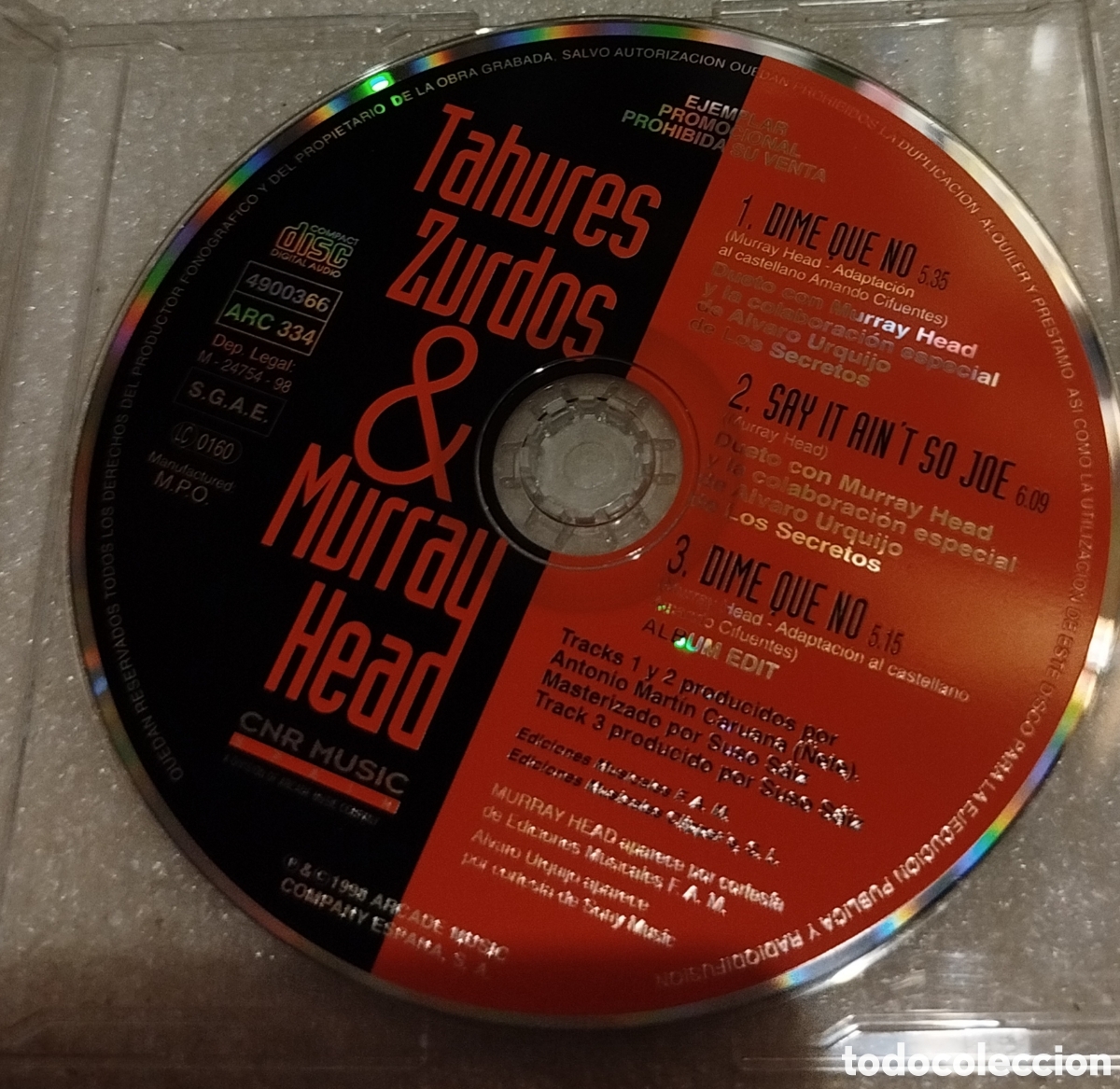 CDs de m&uacute;sica: Tahures Zurdos & Murray Head &ndash; Dime Que No . CD Single,