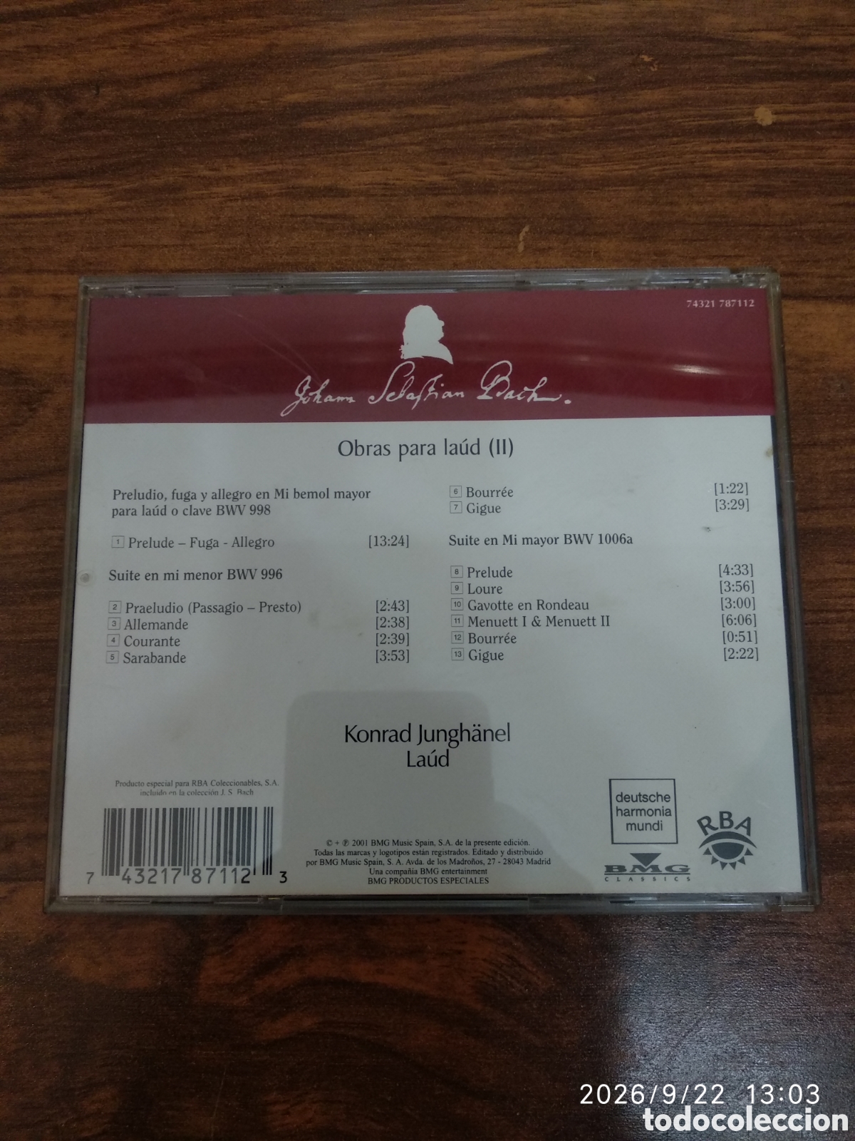 CDs de m&uacute;sica: J.S.Bach obras para la&uacute;d (2) - Foto 2