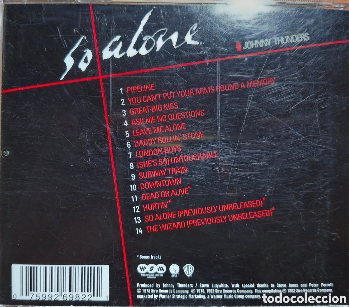 CDs de m&uacute;sica: Johnny Thunders &ndash; So Alone. NM/VG+. Warner Bross. 1992 - Foto 2