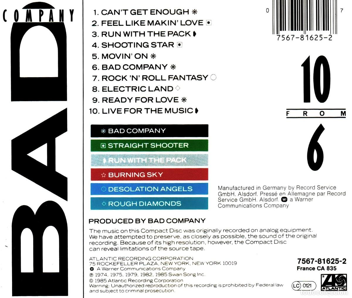 CDs de m&uacute;sica: BAD COMPANY. 10 FROM 6. CD. - Foto 2