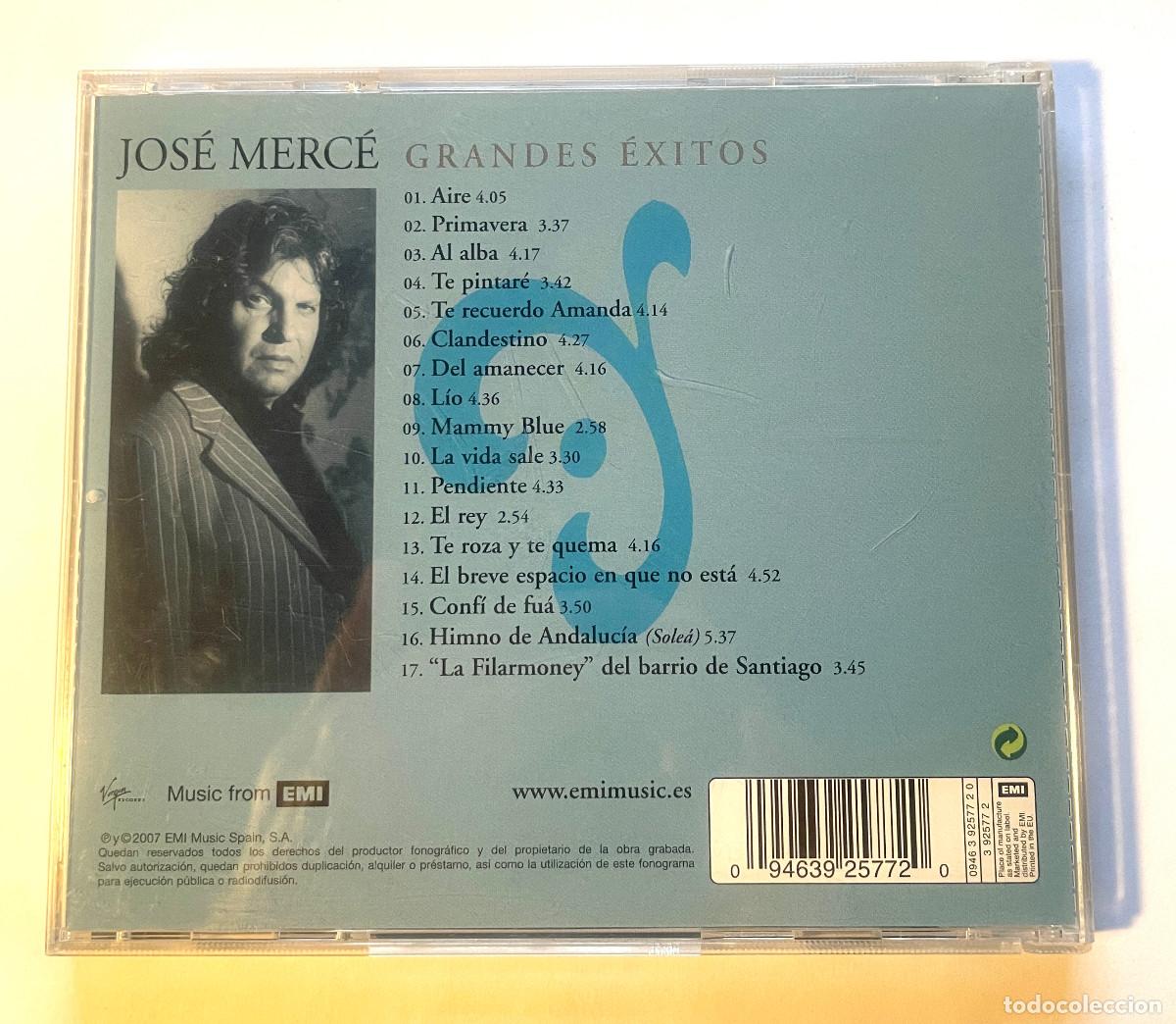 CDs de m&uacute;sica: JOSE MERCE / GRANDES EXITOS / CD EMI VIRGIN 2007 / ESPA&Ntilde;A - Foto 2