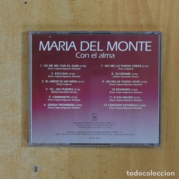 CDs de m&uacute;sica: MARIA DEL MONTE - CON EL ALMA - CD - Foto 2
