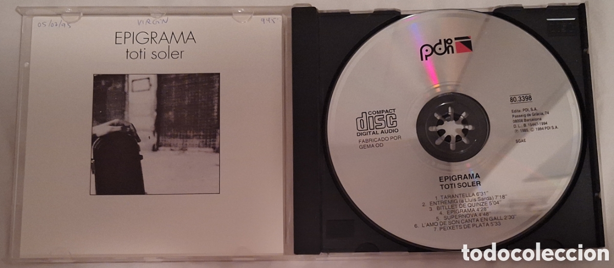 CDs de m&uacute;sica: Toti Soler - Epigrama CD - Foto 3