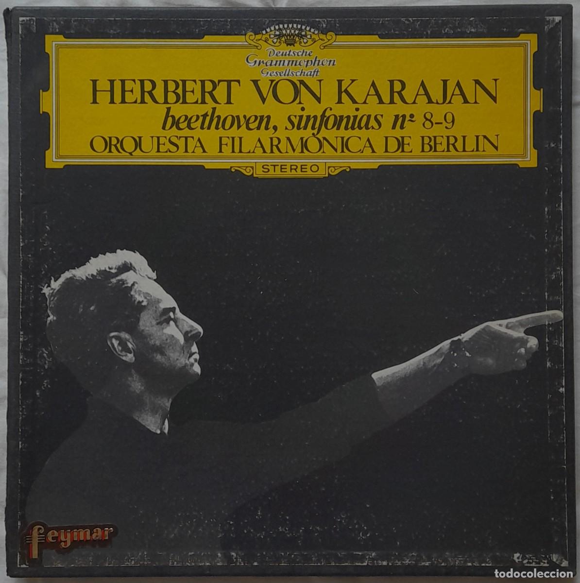 CDs de m&uacute;sica: BEETHOVEN, SINFONIAS 8 Y 9. VON KARAJAN. Box 2 LP 1966