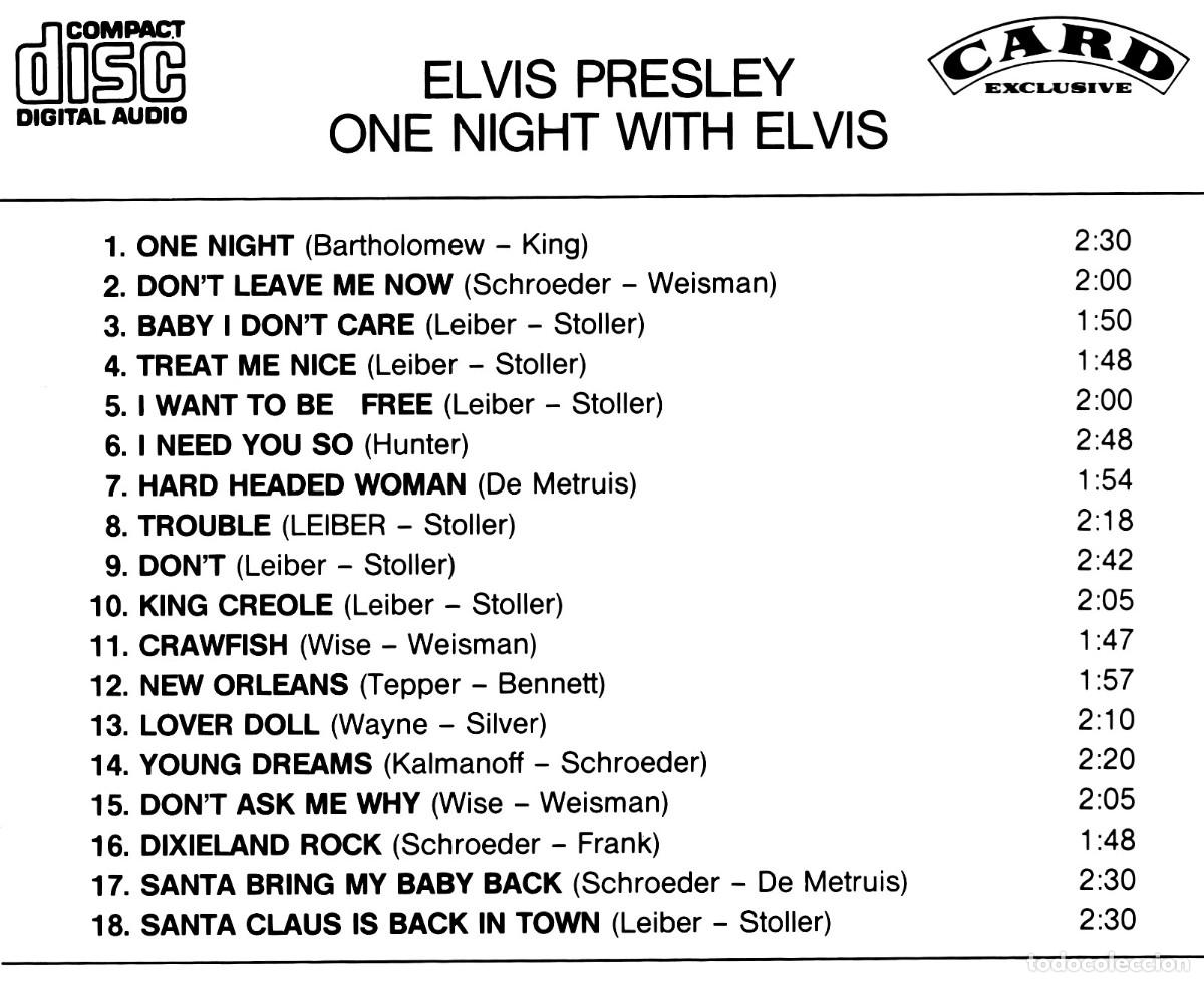 CDs de m&uacute;sica: ELVIS PRESLEY. ONE NIGHT WITH ELVIS. CD. - Foto 2