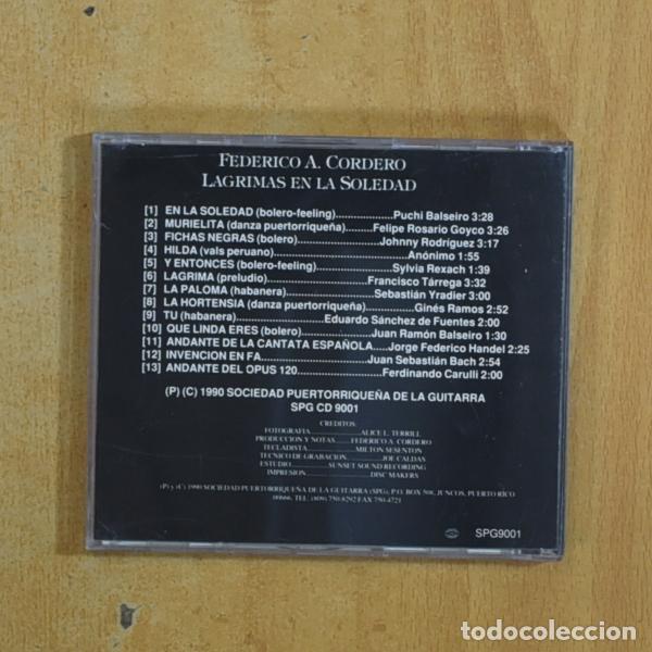 CDs de m&uacute;sica: FEDERICO A CORDERO - LAGRIMAS EN LA SOLEDAD - CD - Foto 2