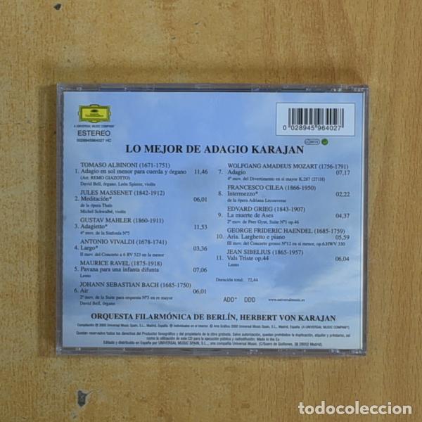 CDs de m&uacute;sica: KARAJAN - LO MEJOR DE ADAGIO - CD - Foto 2