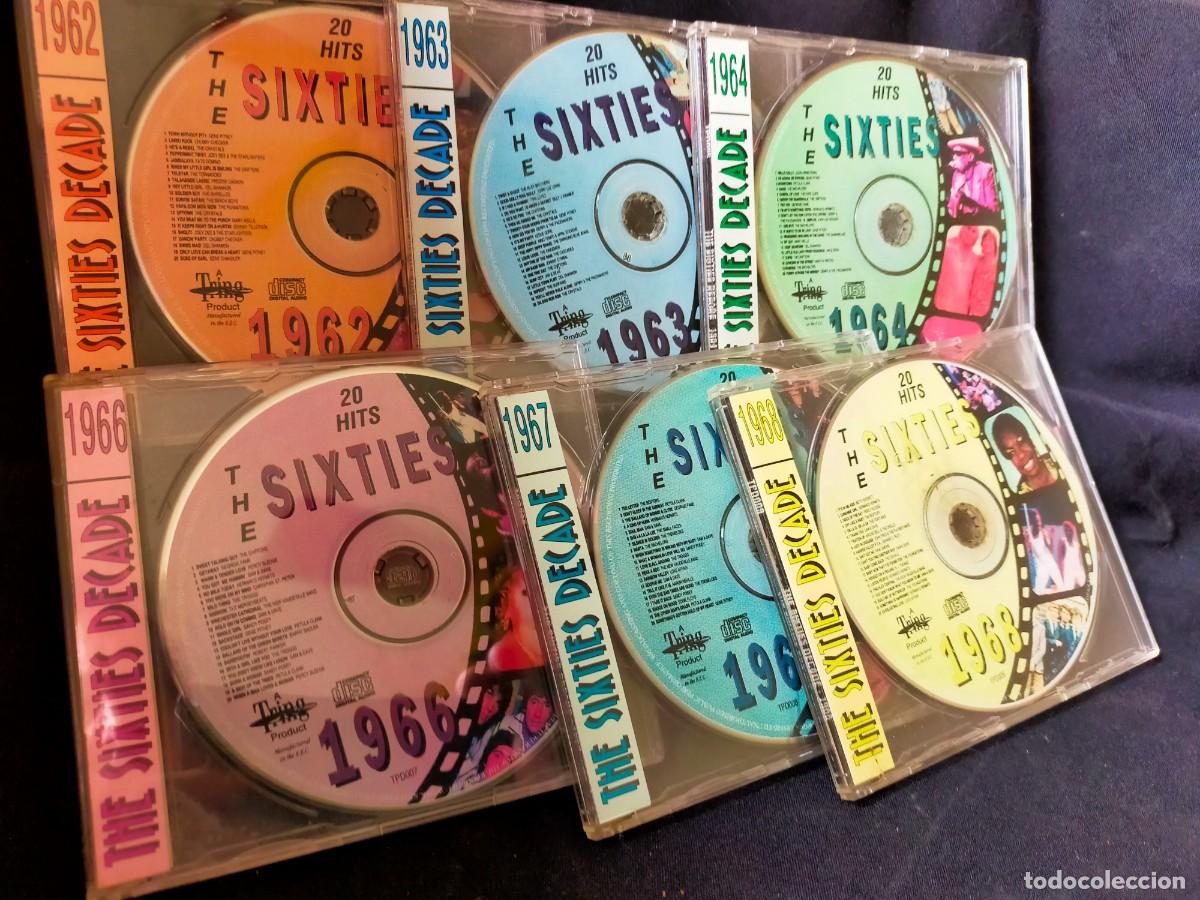CDs de m&uacute;sica: THE SIXTIES DECADE. LOTE DE 6 VOL&Uacute;MENES: 1962-63-64-66-67 Y 68. 20 TEMAS EN CADA VOLUMEN.