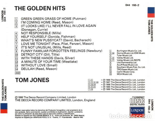 CDs de m&uacute;sica: TOM JONES The Golden Hits - Foto 2