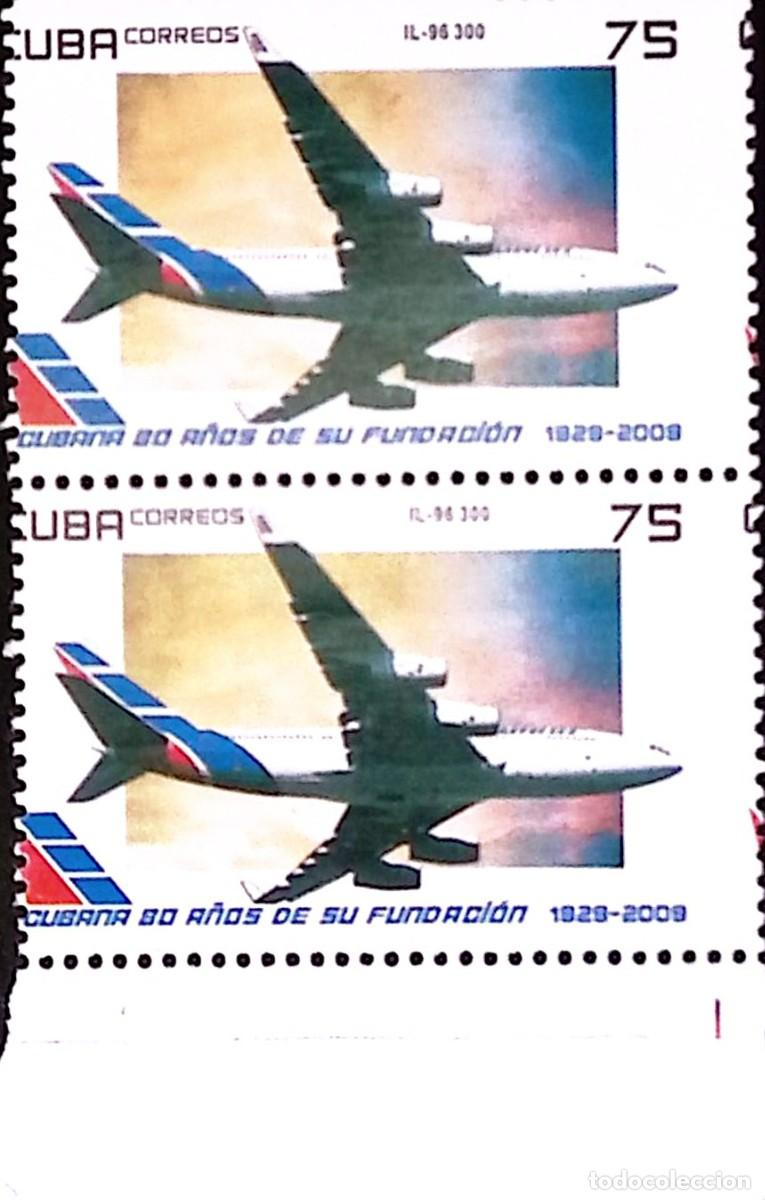 CDs de m&uacute;sica: TS) 2009 CUBA,DIE PROOF, PERFORATE, STRIP OF 2, ANNIVERSARY OF THE AIRLINE CUBANA DE AVIACION,MNH.