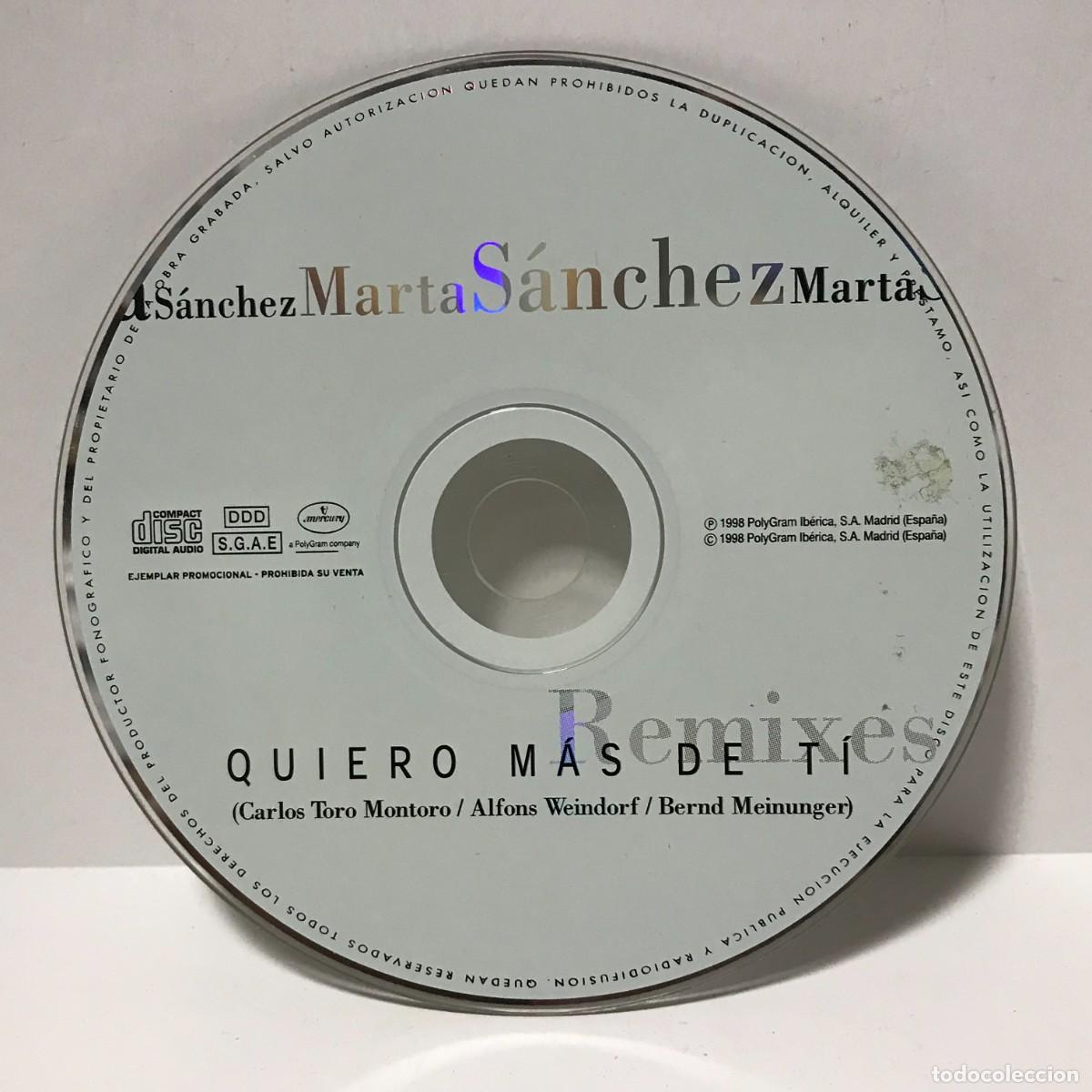 CDs de m&uacute;sica: CD MARTA SANCHEZ, QUIERO MAS DE TI (SOLO DISCO)