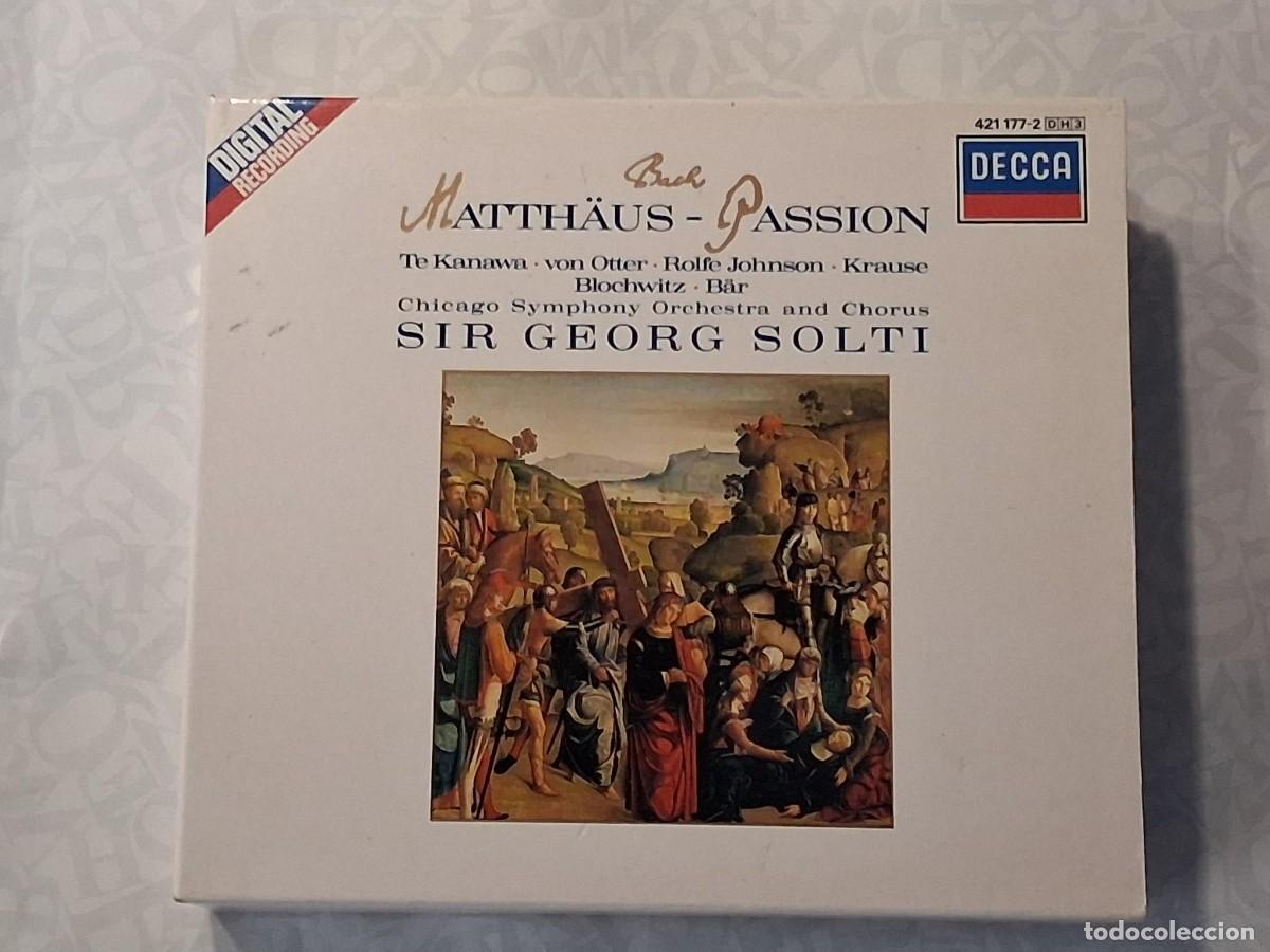 CDs de m&uacute;sica: Matthaus-Passion. Bach. Sir George Solti. Decca. 3 CD&rsquo;s. Libreto