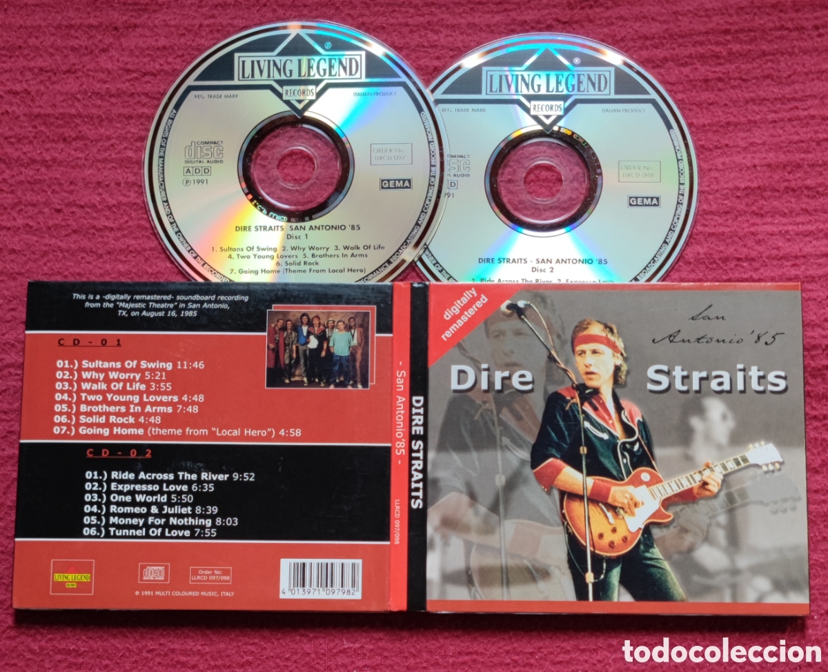 CDs de m&uacute;sica: DIRE STRAITS: San Antonio 85. 2 Cd's Recorded Live 16 Agosto 1985 in San Antonio, USA. Rareza.
