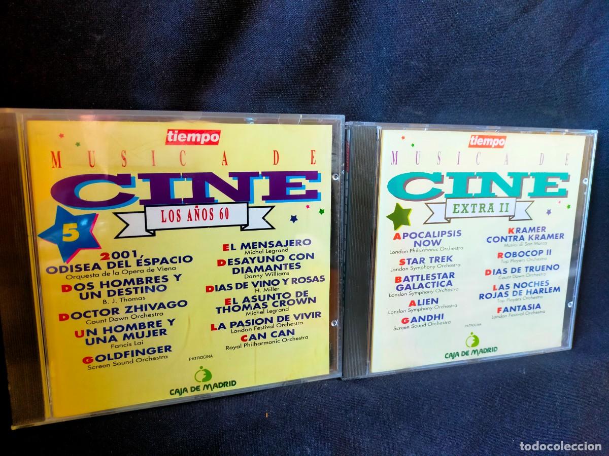 CDs de m&uacute;sica: M&Uacute;SICA DE CINE. 1993. TIEMPO. LOTE 2 CD: LOS A&Ntilde;OS 60. M&Uacute;SICA DE CINE.11 TEMAS. EXTRA II. 10 TEMAS.