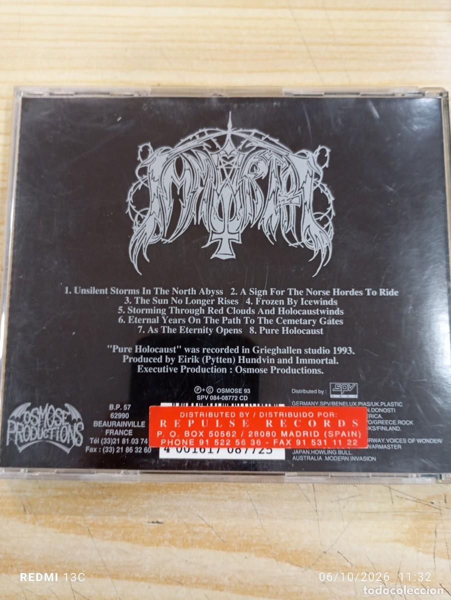 CDs de m&uacute;sica: Cd .- Immortal - Pure Holocaust - Foto 3