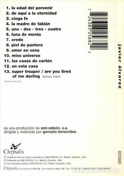 CDs de m&uacute;sica: Javier &Aacute;lvarez &ndash; Javier &Aacute;lvarez (CD, Chrysalis 8325682) - Foto 3