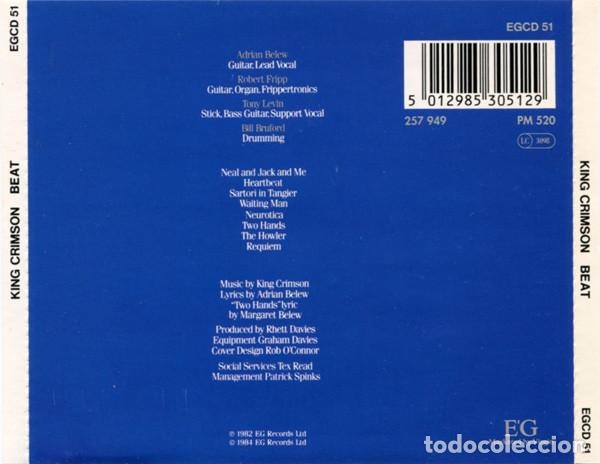 CDs de m&uacute;sica: King Crimson &ndash; Beat (CD, EG EGCD 51) - Foto 2
