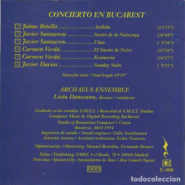 CDs de m&uacute;sica: Archaeus Ensemble &ndash; Concierto En Bucarest (CD, EMEC Discos E-008) - Foto 4