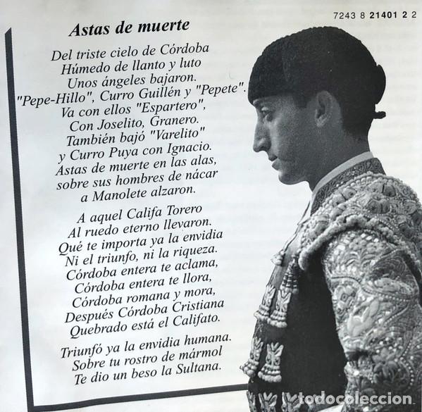 CDs de m&uacute;sica: Various &ndash; Homenaje A Manolete (CD, Hispavox none) - Foto 4